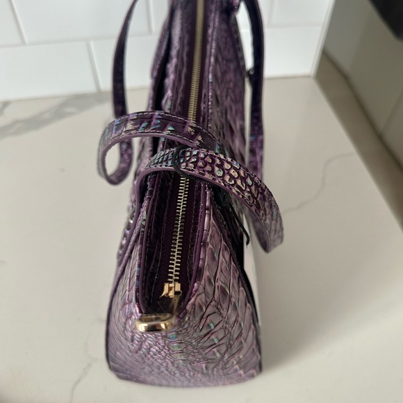 Brahmin Tonya Iridescent Passion Purple Croc-Embossed Leather Tote - Picture 5 of 6